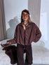 "MANAGE 32371" suede-like jacket - choco